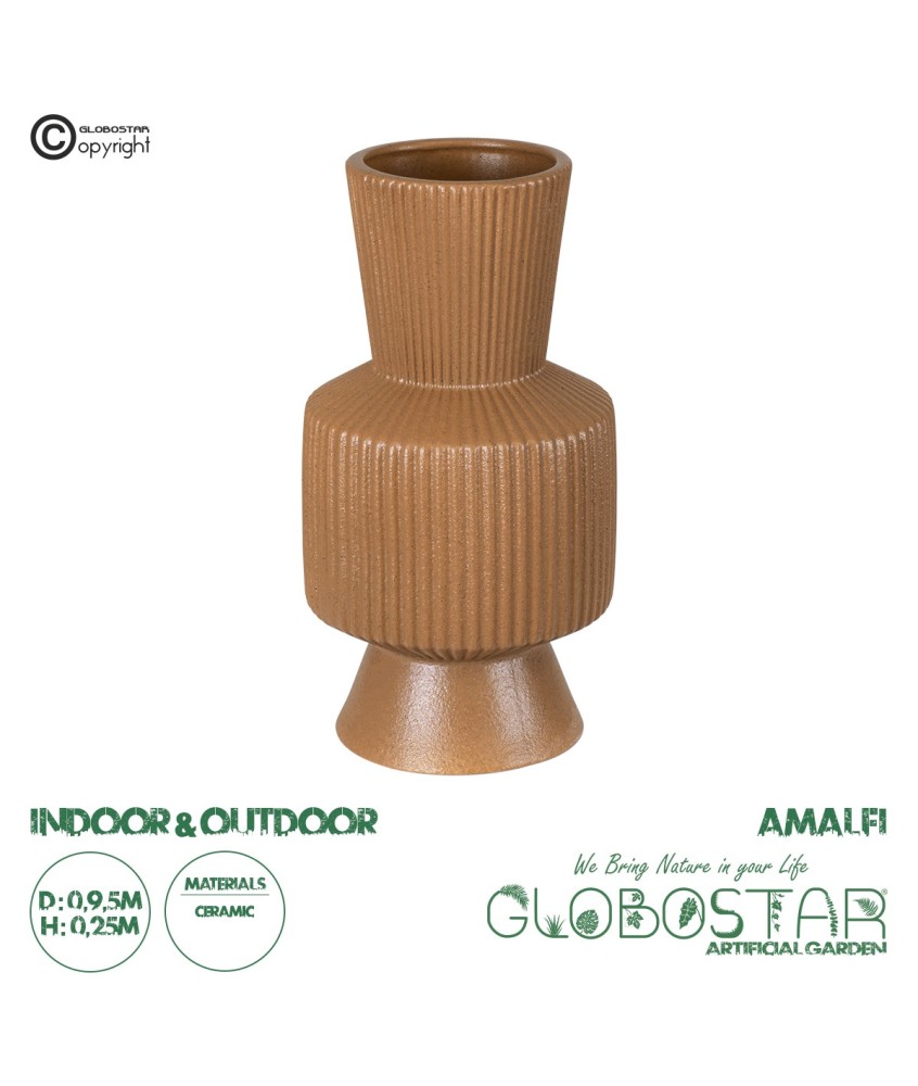 GloboStar® Artificial Garden AMALFI 20471 Πήλινο Κεραμικό Κασπώ Γλάστρα - Flower Pot Κεραμιδί Φ9.5cm x Υ25cm